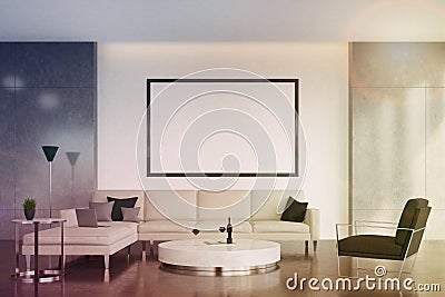 Black living room interior, toned Stock Photo