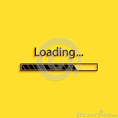 Black Loading icon isolated on yellow background. Progress bar icon. Long shadow style. Vector Vector Illustration