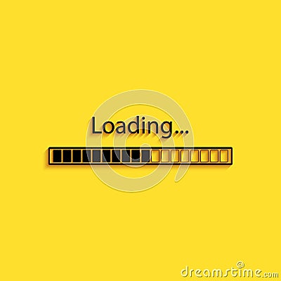 Black Loading icon isolated on yellow background. Progress bar icon. Long shadow style. Vector Vector Illustration