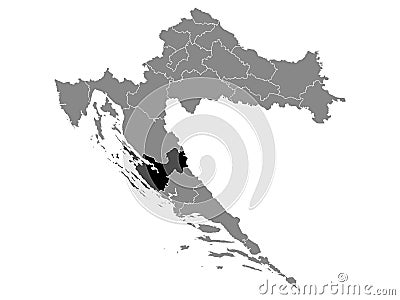 Location Map of Zadar County Vector Illustration