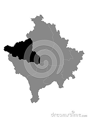 Location Map of Peja/PeÄ‡ District Vector Illustration