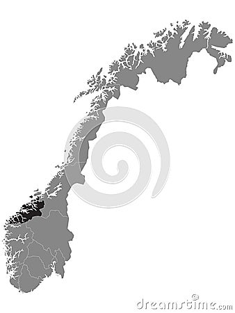 Location Map of County MÃ¸re og Romsdal Vector Illustration