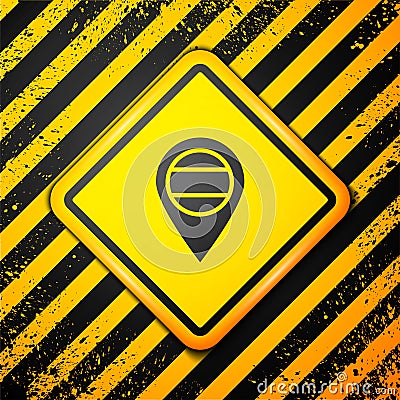 Black Location Russia icon isolated on yellow background. Navigation, pointer, location, map, gps, direction, place Vector Illustration
