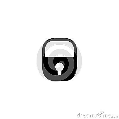 Black lock with key hole icon. Padlock symbol isolated on white. Flat vector illustration Cartoon Illustration