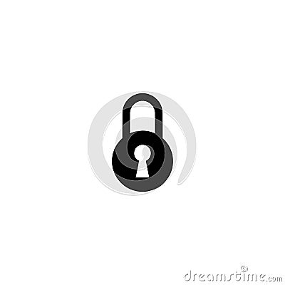 Black lock with key hole icon. Padlock symbol isolated on white. Flat vector illustration Cartoon Illustration