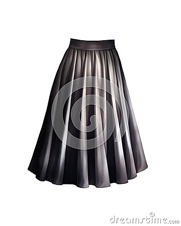 Black long female skirt isolated on white background. Stock Photo