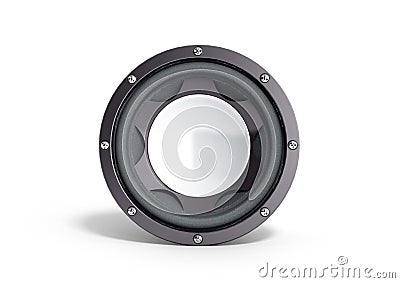 Black loudspeaker 3d render on white background Stock Photo