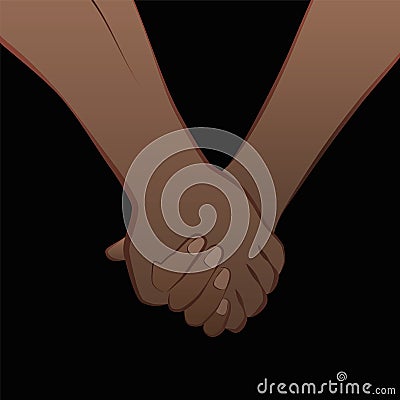 Black Love Couple Holding Hands Vector Illustration