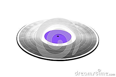 Black LP record with purple label isolated on white closeup Stock Photo