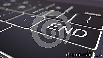 Black luminous computer keyboard and end key. Conceptual 3D rendering Stock Photo