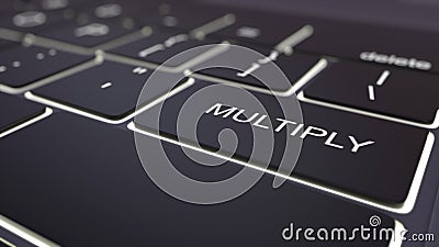 Black luminous computer keyboard and multiply key. Conceptual 3D rendering Stock Photo