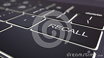 Black luminous computer keyboard and recall key. Conceptual 3D rendering Stock Photo