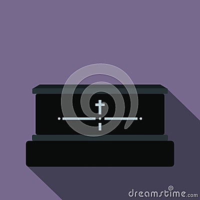 Black luxury coffin flat icon Stock Photo