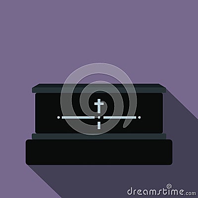 Black luxury coffin flat icon Vector Illustration