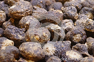 Black maca, a health medicine is sold in the New Year market. Stock Photo