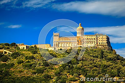 Black Madonna Church tops the hill Stock Photo