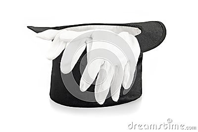 Black magic hat and gloves Stock Photo