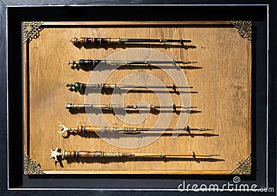 Black magic wands. Abstract concept for fantasy, mystery, sorcery Stock Photo