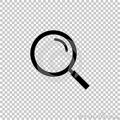 Black magnifying glass, vector icon on transparent background Vector Illustration