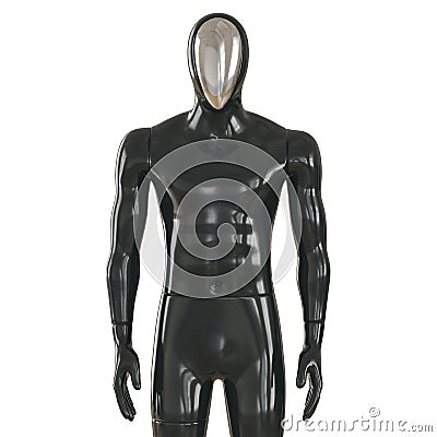 Black male abstract mannequin in a silvery mask on an isolated background. 3d rendering Stock Photo