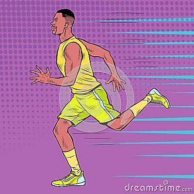 Black male athlete runner. An African does sports Vector Illustration