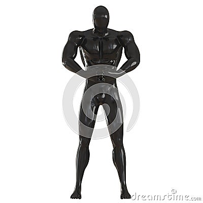 A black male faceless mannequin stands holding bent arms clenched in a fist in front of him. 3d rendering Stock Photo