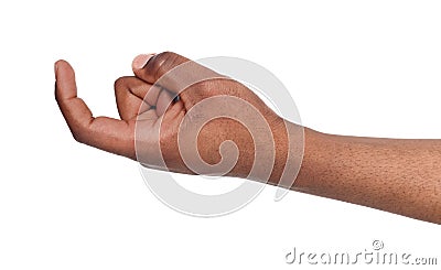 Black male hand beckoning isolated on white Stock Photo