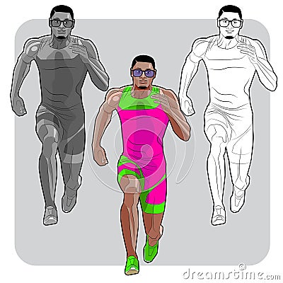 Black male sprinter Vector Illustration