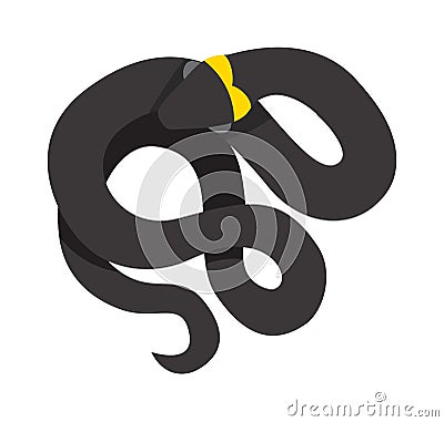 Black mamba uncoiled reptile ready to strike snake dangerous venomous animal vector. Vector Illustration