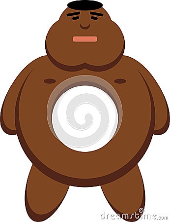 Black man as a donut Vector Illustration