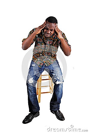 Black man with headache. Stock Photo