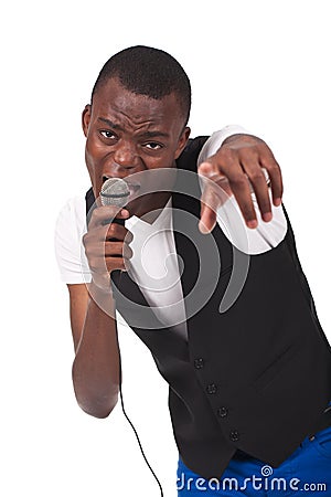 Black man singing Stock Photo