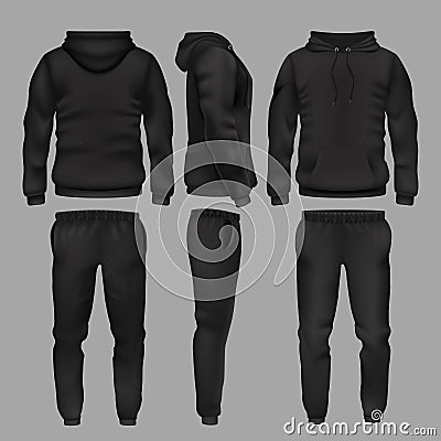 Black man sportswear hoodie and trousers vector mockup isolated Vector Illustration