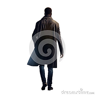black man wearing a trench coat. handsome. PNG file Cartoon Illustration