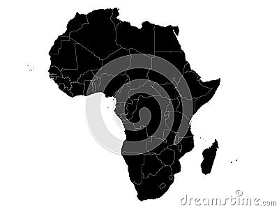 Black Map of Africa Vector Illustration