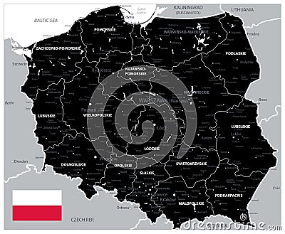 Black Map of Poland Vector Illustration