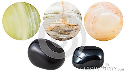 Black and marble onyx natural mineral gem stones Stock Photo