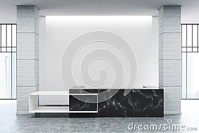 Black marble reception counter Stock Photo