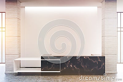 Black marble reception counter, toned Stock Photo