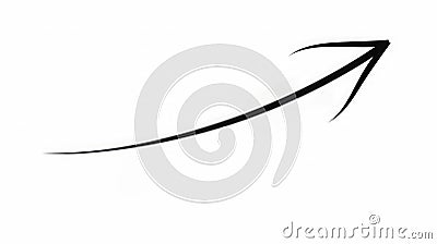 Black marker arrow with sharp lines and curved tip, clean and precise design, top view. Handrawn arrow with black marker Stock Photo
