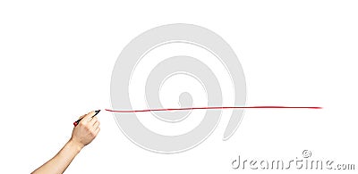 Black marker in hand drawing straight line Stock Photo