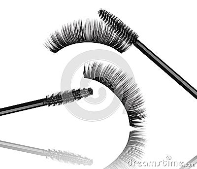 Black mascara brush with false eyelashes close-up Stock Photo