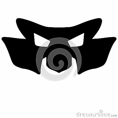 black mask cartoon on white background Stock Photo