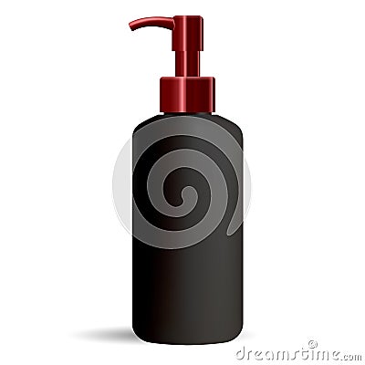 Black matt cleanser dispenser pump bottle Vector Illustration