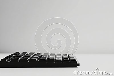 Black mechanical keyboard on a minimalist desk against a plain background in a modern workspace. Generative AI Stock Photo