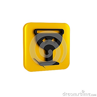 Black Medieval goblet icon isolated on transparent background. Holy grail. Yellow square button. Stock Photo