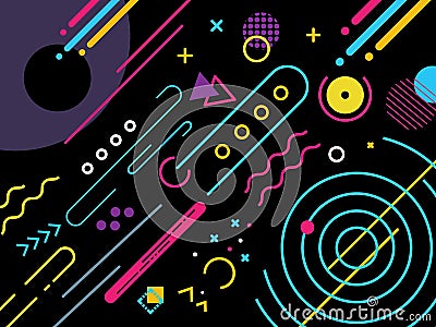Black Memphis Modern Background. Colorfull and Unique Vector Illustration