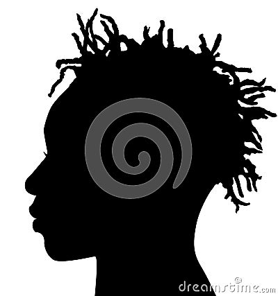 Black Men African American, African profile picture silhouette. Man from the side with afroharren. Dreadlocks hairstyle, afro hair Stock Photo