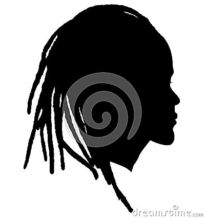 Black Men African American, African profile picture silhouette. Man from the side with afroharren. Long Dreads, Long Dreadlocks ha Stock Photo