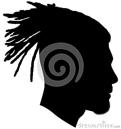 Black Men African American, African profile picture silhouette. Man from the side with afroharren. Long Dreads, Long Dreadlocks ha Stock Photo